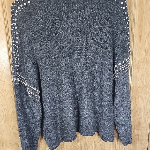 a.n.a Charcoal Sweater with Studded Accents - Picture 9 of 9